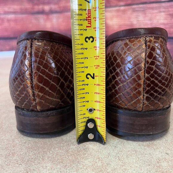 Escada Dark Brown & Bronze/Gold Faux Snake Print Loafers Moccasins Flats - Picture 10 of 16